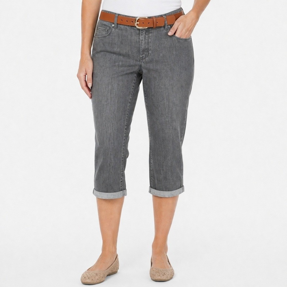 Coldwater Creek Capri Womens 20 Natural Fit Roll Cuff Crop Grey Denim NEW